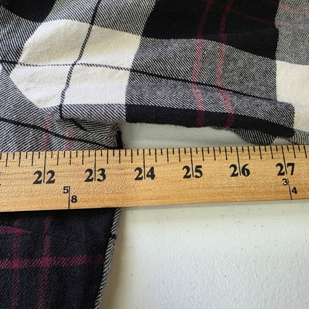 Dickies Womens XL Black White Red Plaid Cotton Flannel Button Up Shirt LS - Picture 4 of 10